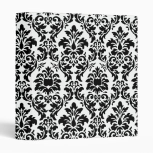 Customizable Black & White Damask Binder