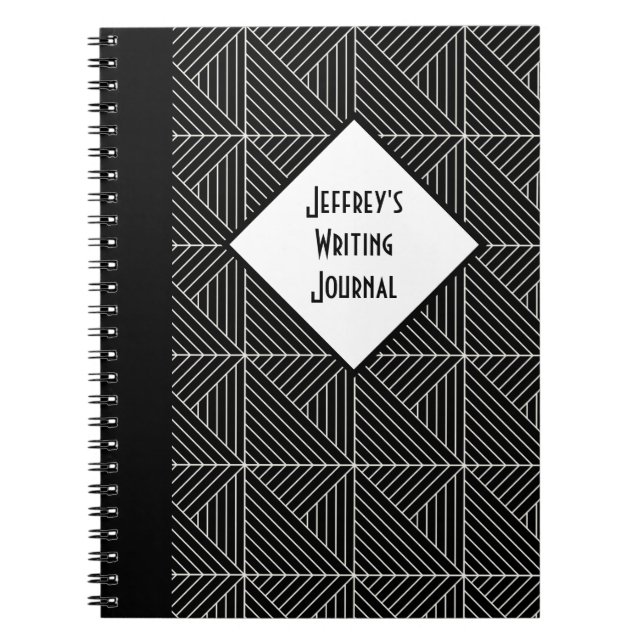 Customizable Black & White Geometric Notebook (Front)