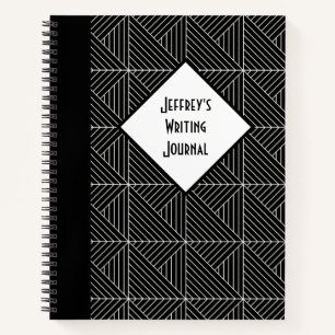 Customizable Black & White Geometric Notebook