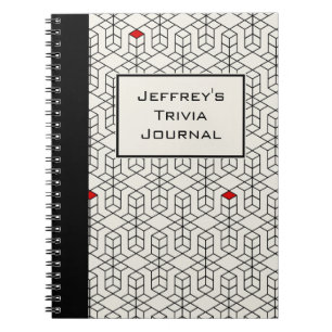 Customizable Black & White Geometric Trivia Notebook