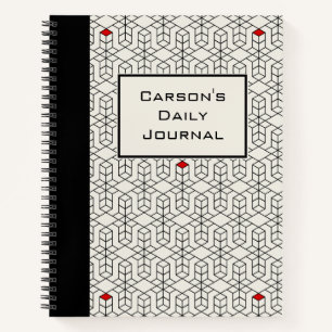 Customizable Black & White Geometric Trivia Notebook