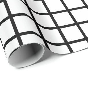 Customizable Black & White Grid Pattern Gift Wrap