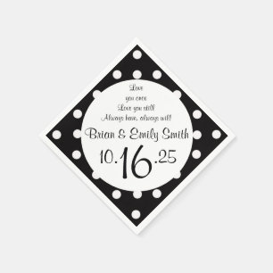 Customizable black white polka dot paper napkins
