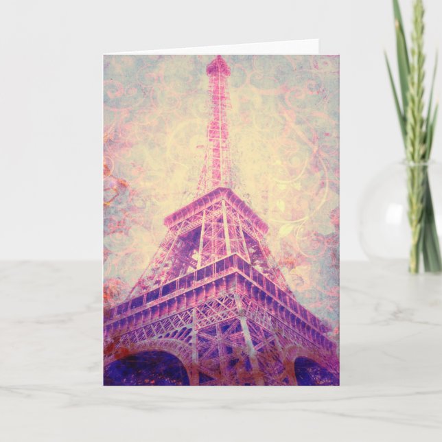Customizable Blank Eiffel Tower Art Greeting Card (Front)