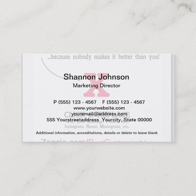 Customizable Blank Gift Template Business Card (Back)