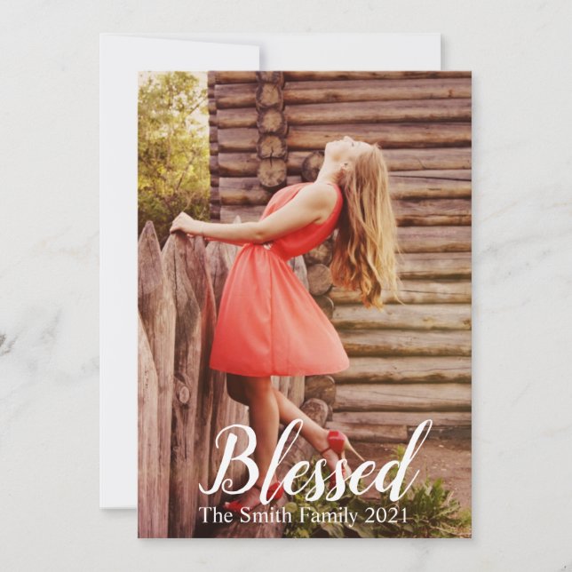 Customizable Blessed Christmas Holiday Card (Front)