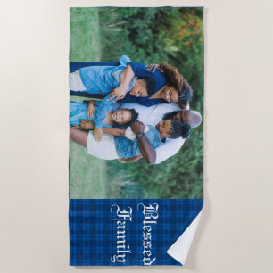 Customizable Blessed Family Photo Beach Towel