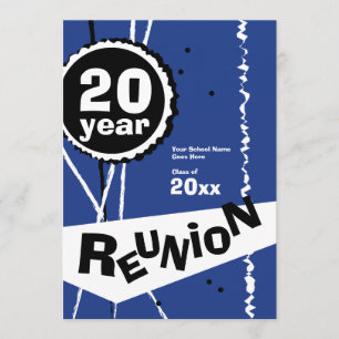 Customizable Blue 20 Year Class Reunion Invitation