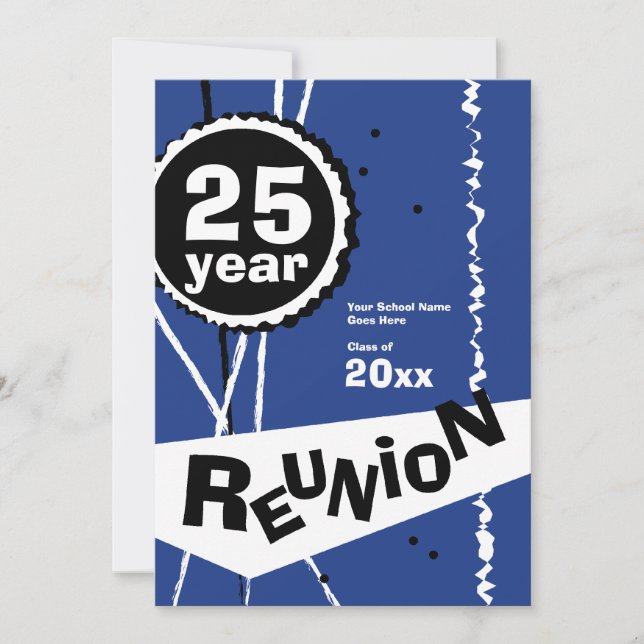 Customizable Blue 25 Year Class Reunion Invitation (Front)