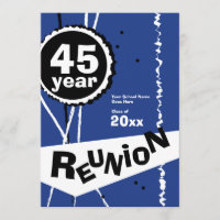 Customizable Blue 45 Year Class Reunion Invitation