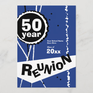 Customizable Blue 50 Year Class Reunion Invitation