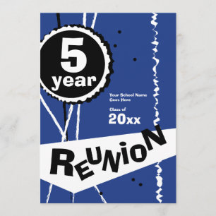 Customizable Blue 5 Year Class Reunion Invitation