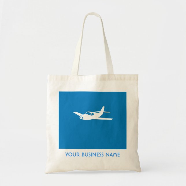 Customizable blue airplane symbol reusable bag (Front)