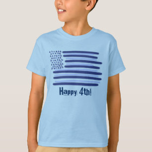 Customizable blue American flag boys 4th july tee