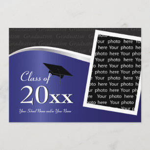 Customizable Blue and Black Graduation Invitation