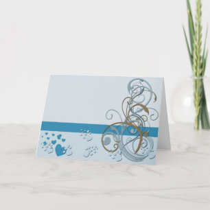 Customizable Blue and Bronze Notecard