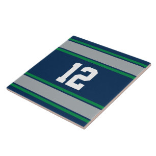 Customizable Blue and Green Sports Stripes Tile