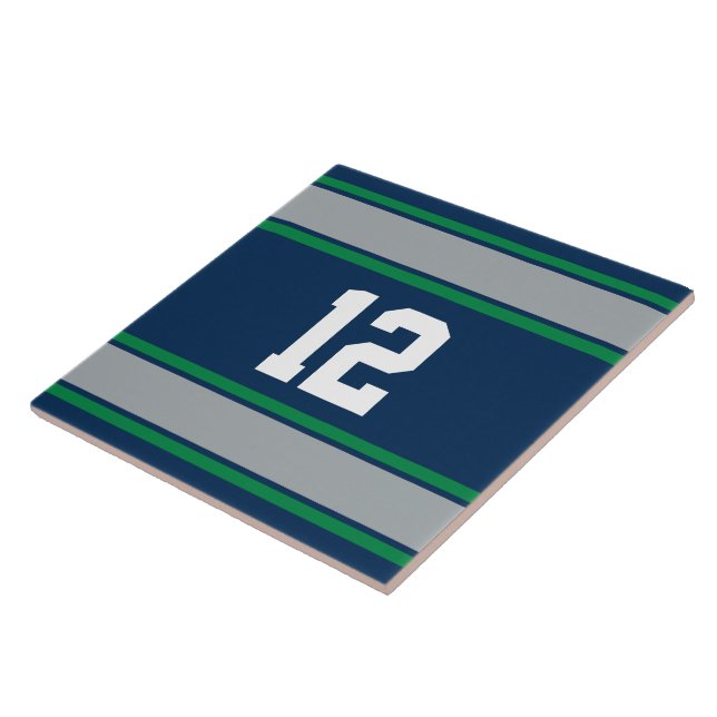 Customizable Blue and Green Sports Stripes Tile (Side)