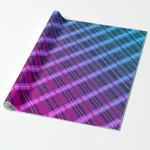 Customizable Blue and Purple Plaid Wrapping Paper