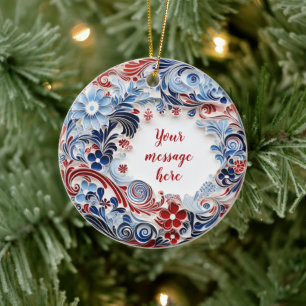 Customizable Blue and red Chiyogami Ornament