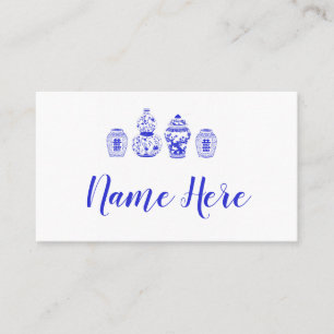 Customizable Blue and White Ginger Jar Placecards