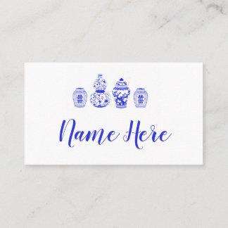 Customizable Blue and White Ginger Jar Placecards