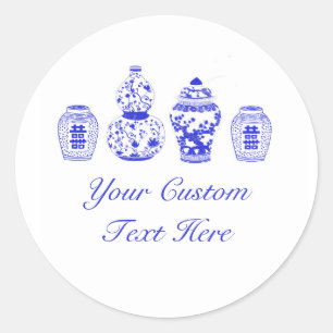 Customizable Blue and White Ginger Jar Stickers