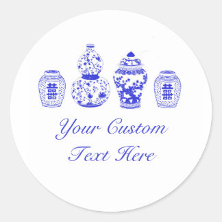 Customizable Blue and White Ginger Jar Stickers
