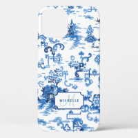 Customizable Blue and White Pagoda Chinoiserie