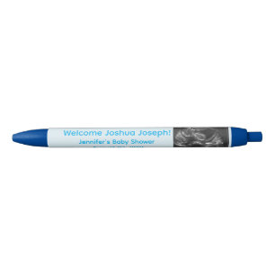 Customizable Blue Baby Shower Photo Favors Ink Pen