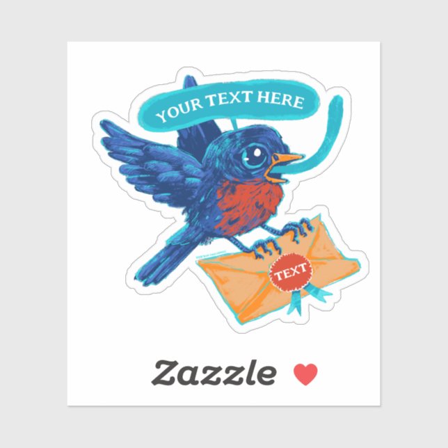 Customizable Blue Bird Sticker Mail Carrier (Sheet)