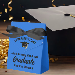 Customizable Blue Black Graduation Party Favor Box
