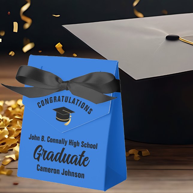 Customizable Blue Black Graduation Party Favor Box (Creator Uploaded)