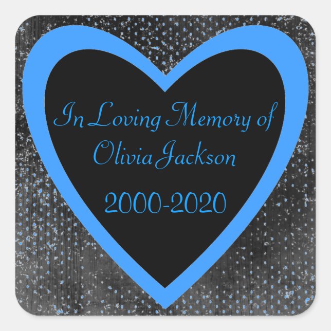 Customizable blue black heart sympathy stickers (Front)