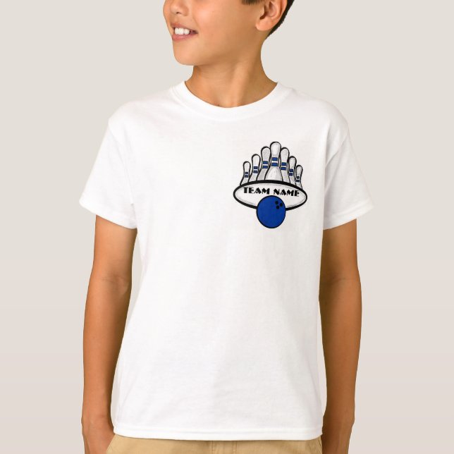 Customizable blue bowling team boys tee (Front)