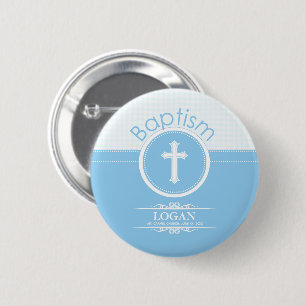 Customizable, Blue Boy Child of God Baptism 2 Inch Round Button