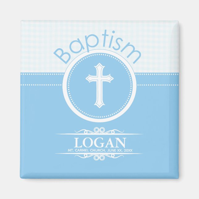 Customizable, Blue Boy Child of God Baptism Magnet (Front)