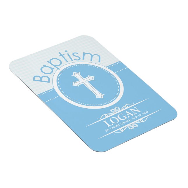 Customizable, Blue Boy Child of God Baptism Magnet (Right Side)