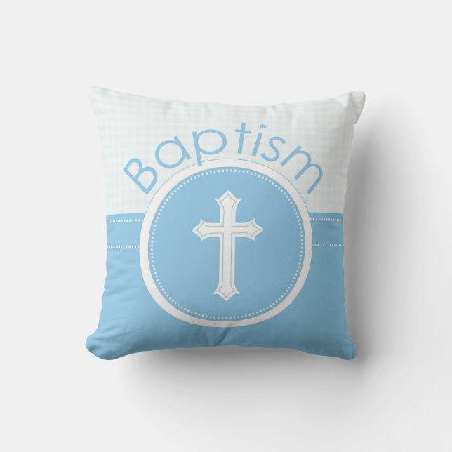 Customizable, Blue Boy Child of God Baptism Throw Pillow (Front)