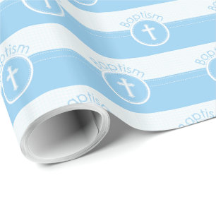 Customizable, Blue Boy Child of God Baptism Wrapping Paper
