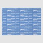 Customizable Blue Boys Name Font Collage Tissue Paper<br><div class="desc">This personalized cool blue tissue paper is customized with your teen boy's name in 9 different beautiful fonts. A cute personalized gift wrap for a guy.</div>