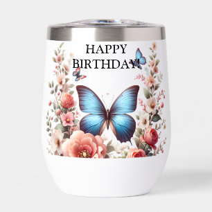 Customizable Blue Butterfly Floral Art-96279