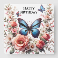 Customizable Blue Butterfly Floral Art-96279