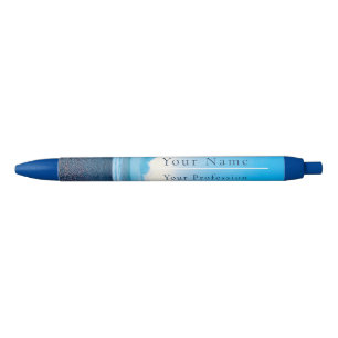 Customizable Blue Calm Beach Scene Blue Ink Pen