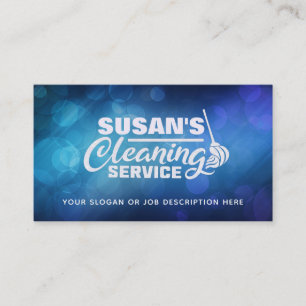 Customizable Blue Cleaning Business Cards