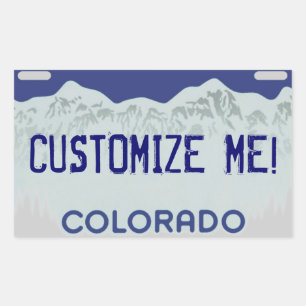 Customizable blue Colorado license plate stickers