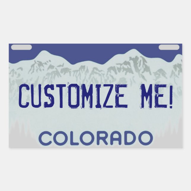 Customizable blue Colorado license plate stickers (Front)