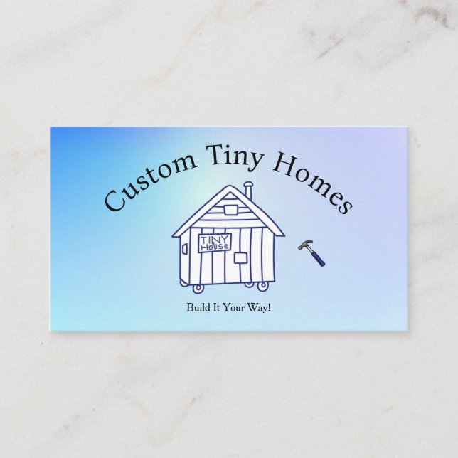Customizable Blue Custom Tiny Homes Business Card (Front)