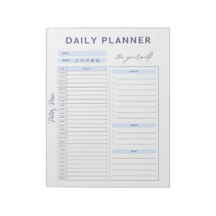 Customizable Blue Daily Planner - Top Priority, Notepad