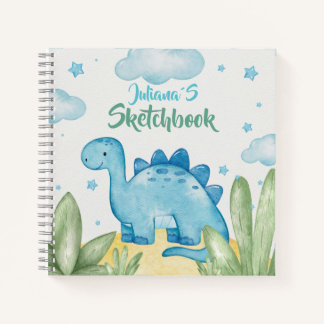Customizable Blue Dinosaur Sketchbook Notebook